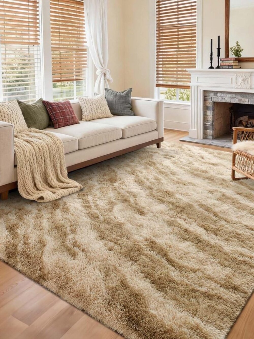 Area Rugs for Living Room, Tie-Dyed 5x8 Feet Soft Fluffy Shagg Plush Rug High Pi